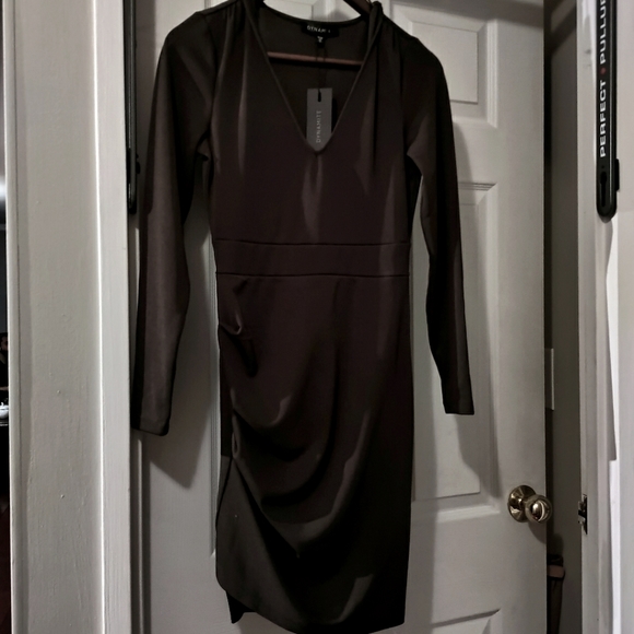 Dynamite Bodycon Crossover dress, sz XS, chocolate brown, NWT - Picture 1 of 4